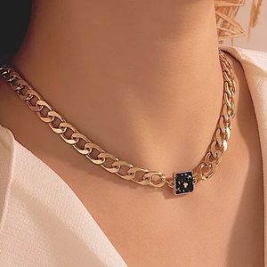 LAST! statement gold chunky chain choker necklace with sparkly square accent